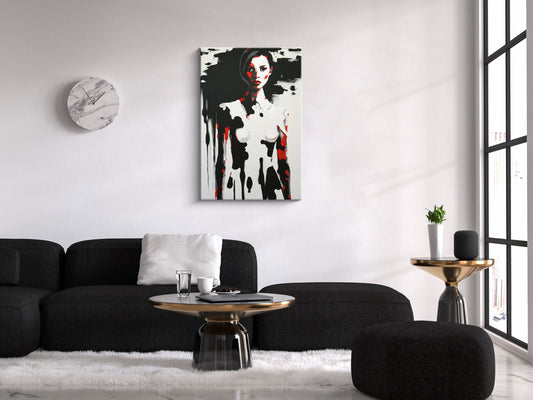 Charlie - Canvas Painting / Abstract Painting / Figurative Art / Canvas Gallery Wraps / Black / Red