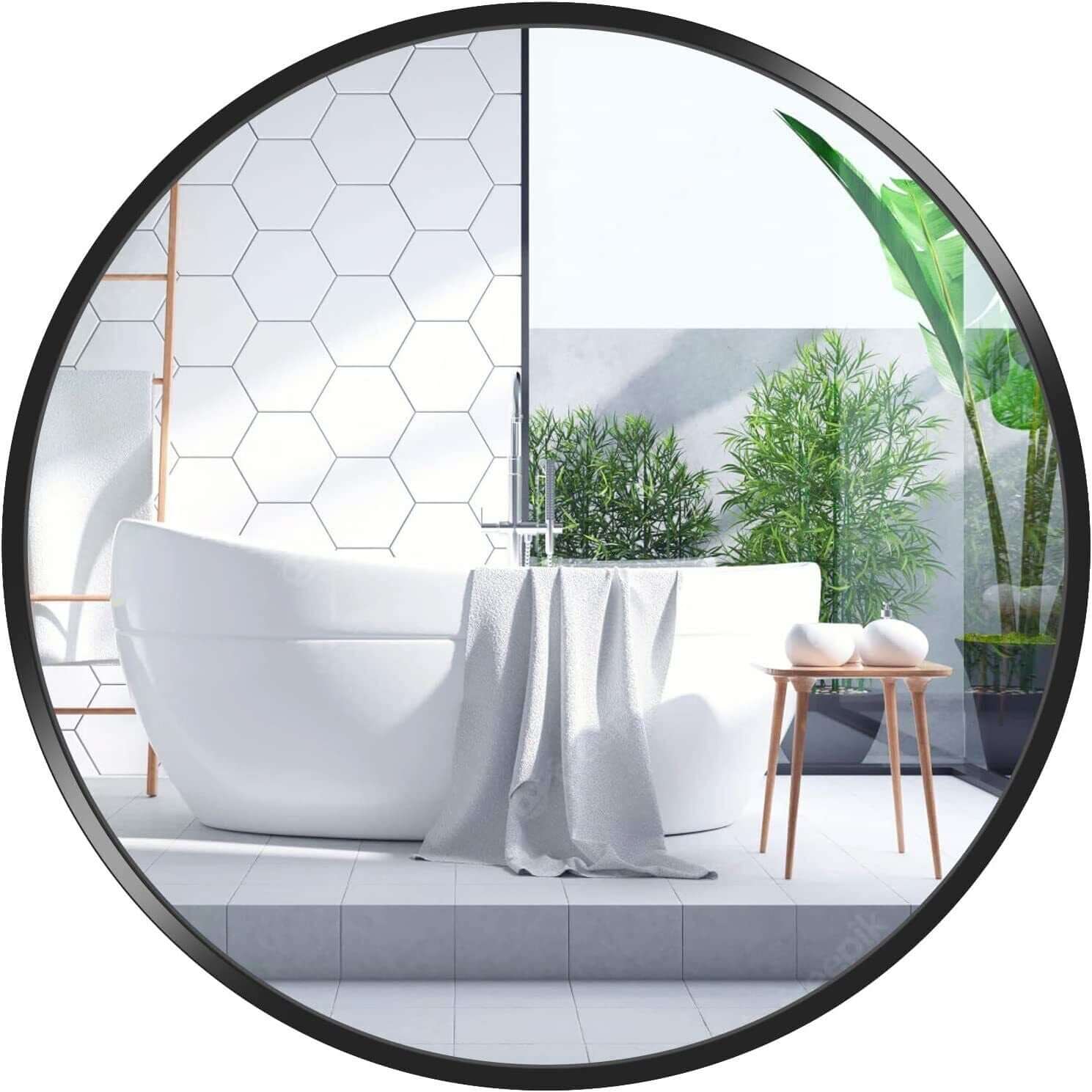 16~36 Inch Black round Mirror Wall Decor Circle Mirror for Bathroom Bedroom