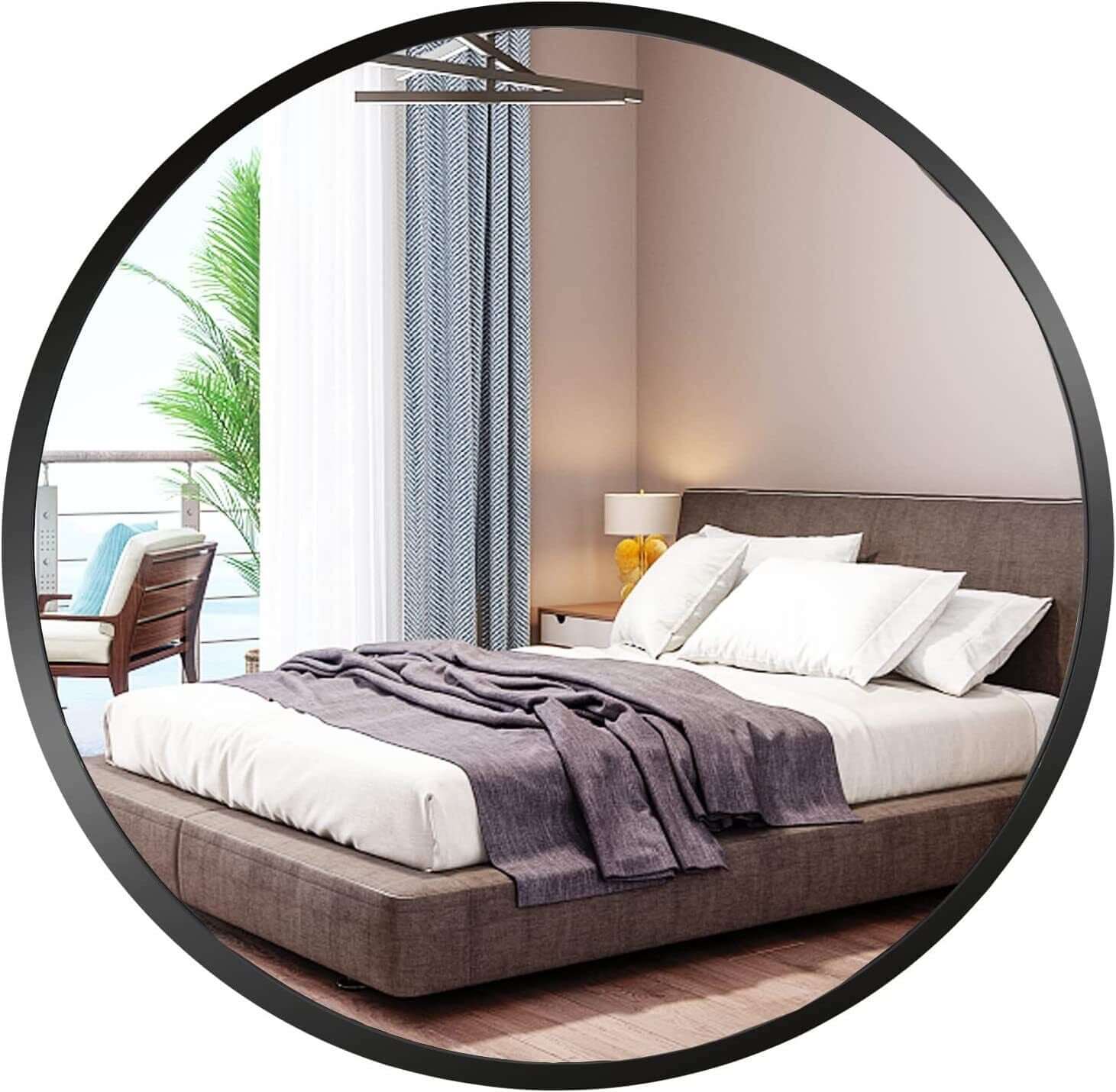 16~36 Inch Black round Mirror Wall Decor Circle Mirror for Bathroom Bedroom