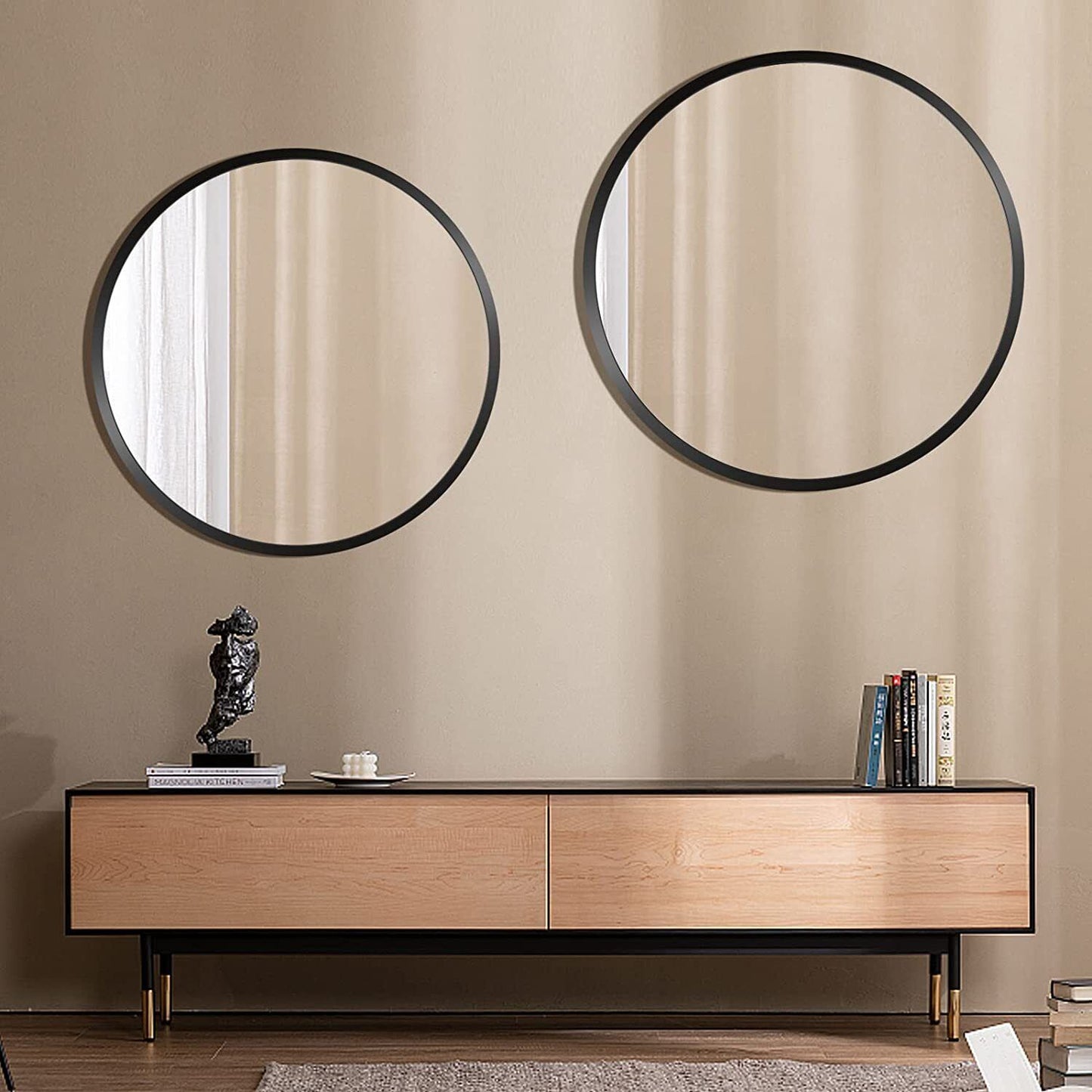 16~36 Inch Black round Mirror Wall Decor Circle Mirror for Bathroom Bedroom