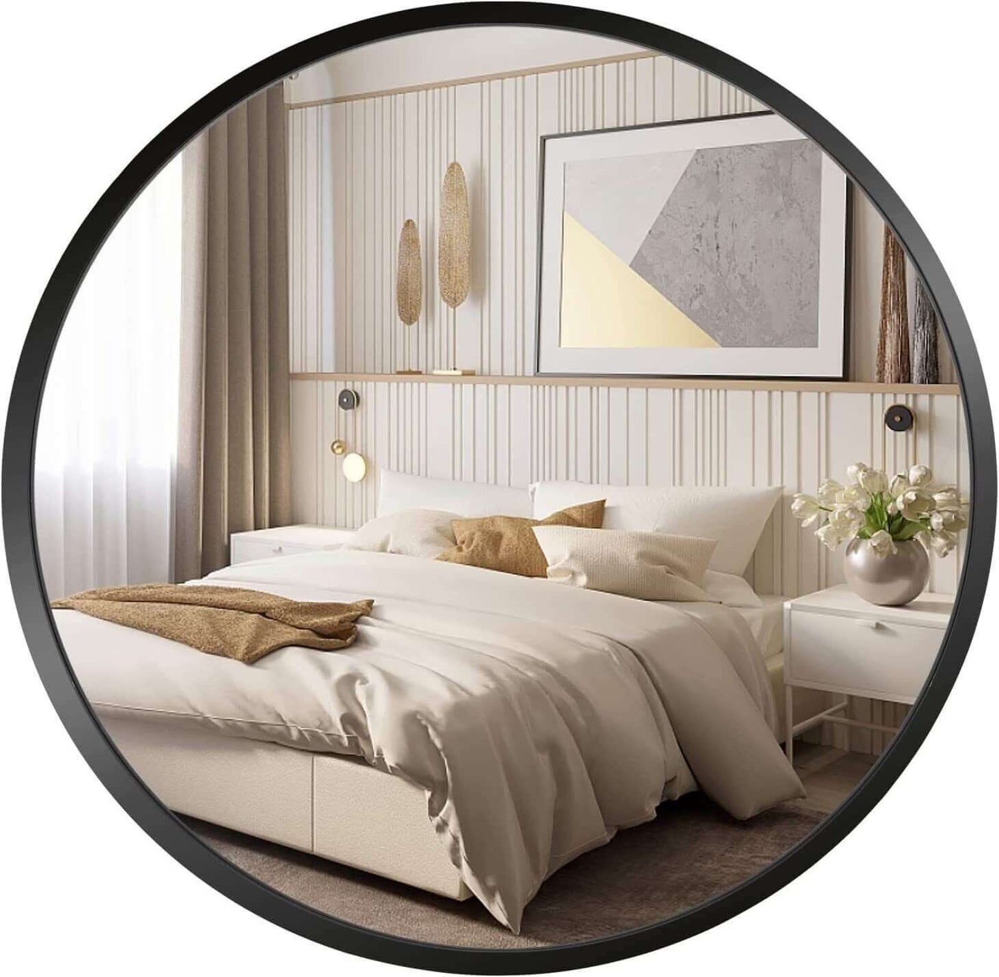 16~36 Inch Black round Mirror Wall Decor Circle Mirror for Bathroom Bedroom