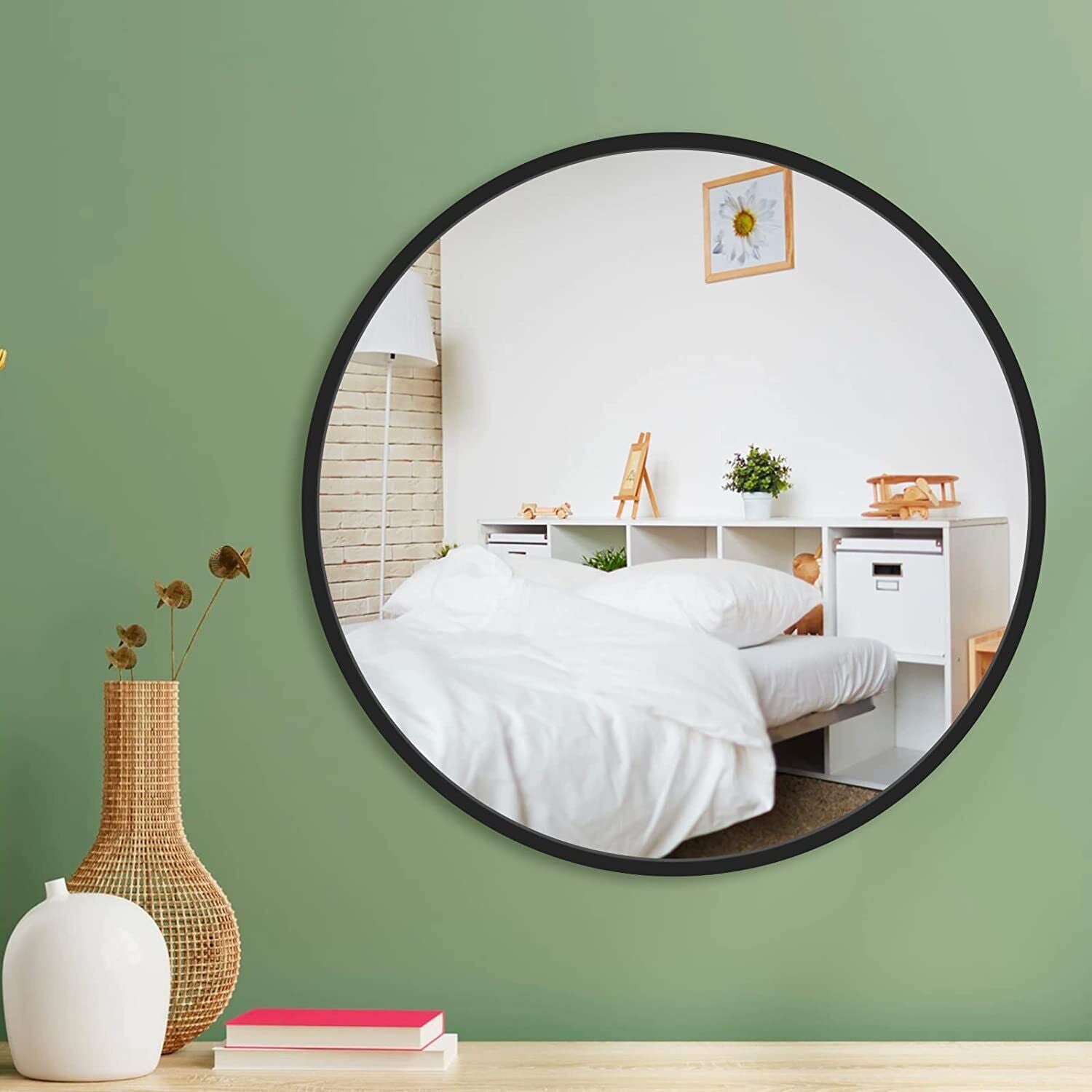 16~36 Inch Black round Mirror Wall Decor Circle Mirror for Bathroom Bedroom